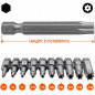 12 Pcs 50mm 1/4 Inch Hex Shank T5-T40 Torx Head Screw Driver Bits Set Kit Tools