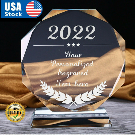 Personalized Crystal Award Trophy, Custom Plaque, Crystal With Engraving