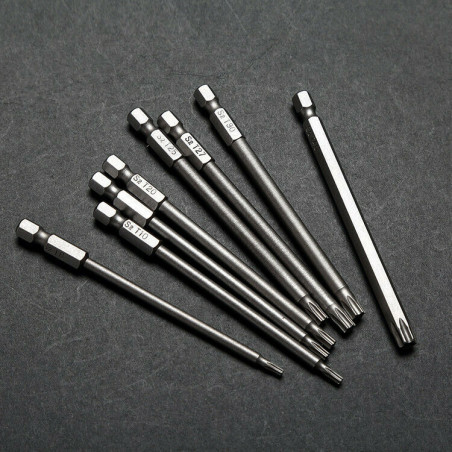 8Pcs 100mm 1/4 Inch Hex Shank T8-T40 Torx Head Screw Driver Bits Set Kit Tools