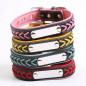 Personalized Dog Collar Braided Leather Padded Name ID Tag Engraved Free XS-XL