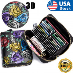 24 Slots Flowers Leather Business ID Credit Card Holder Case Pocket Bag Wallet