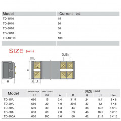 Dual Row 20Positions Screw Terminal Electric Barrier Strip Block 600V 30A