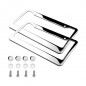 2PCS SLIM CHROME STAINLESS STEEL LICENSE PLATE FRAME SCREW CAP /SLIM 4 HOLE