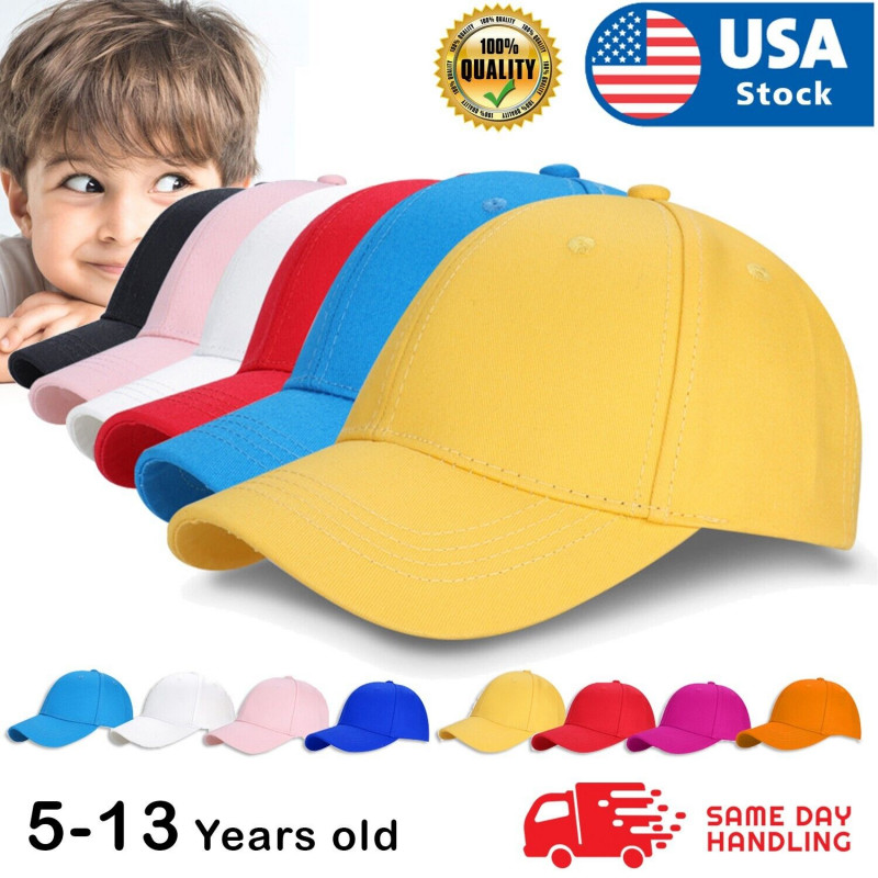 Unisex Toddler Kids Youth Plain Cotton Adjustable Low Profile Baseball Cap Hat