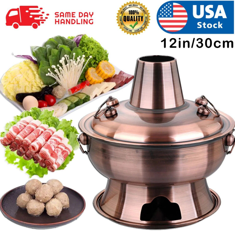 Stainless Steel Charcoal Chinese Copper Hot Pot Old Beijing Cookware Camping HOT