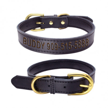 Custom Personalized Dog Collar Soft Leather ID Collar Names PET Cat collar