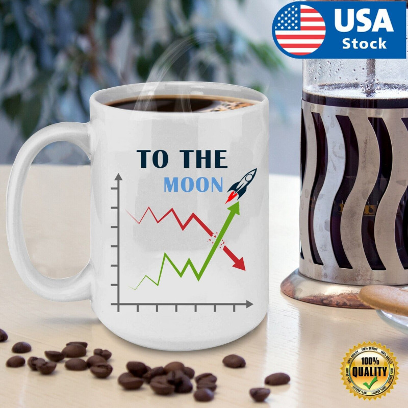 15oz Stock market coffee mug, To the Moon Mug, Funny Day Trader Gift Funny Stock