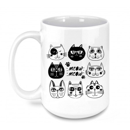 15oz Cat Mug, Cute Cat Mug, Cat Lover Gift, Crazy Cat Lady Black Cat Coffee  mug