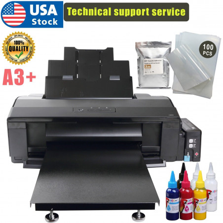 A3+ L1800 DTF Printer For T-shirt Bags Shoes Hoodies + Heat Press Machine