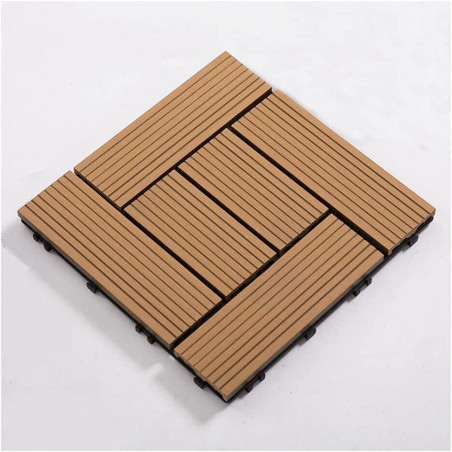 11PCS 12x12'' Patio Deck Tiles Interlocking Wooden Snap Flooring Tiles Outdoor D