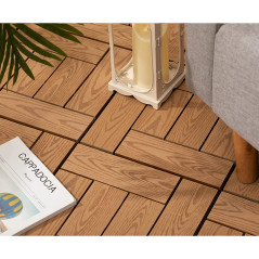 11PCS 12x12'' Patio Deck Tiles Interlocking Wooden Snap Flooring Tiles Outdoor C