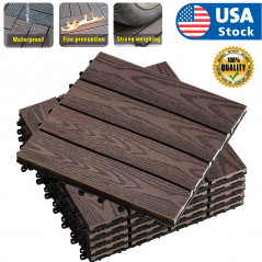 11PCS 12x12'' Patio Deck Tiles Interlocking Wooden Snap Flooring Tiles Outdoor A