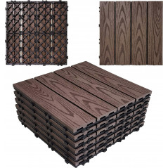 11PCS 12x12'' Patio Deck Tiles Interlocking Wooden Snap Flooring Tiles Outdoor A