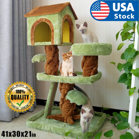 Cat tree Tower Great For Multiple Cats Scratcher Play House Condo Pet House 41"