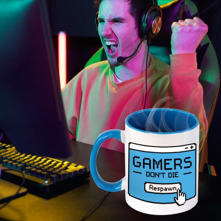 11 oz Funny Coffee Mug Wordle Gift Idea 'Gamers dont die respawn' for Game lover