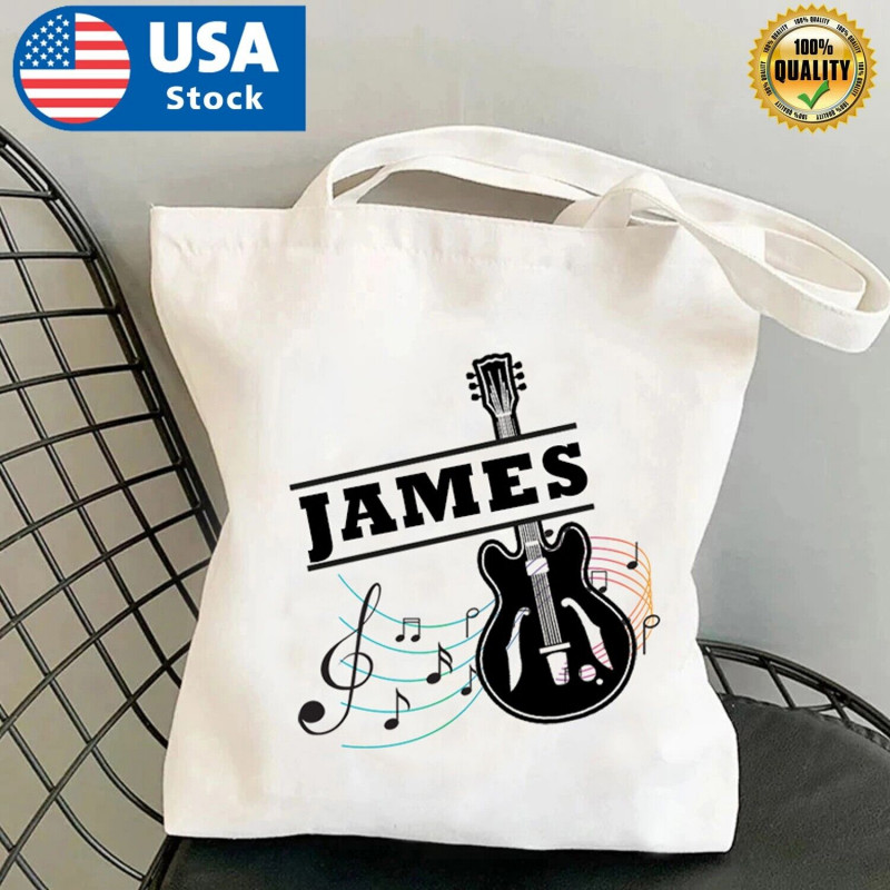 personaliz Canvas Music Tote Bag  Guitar Bag for Guitar Books GuitarTeacher Gift