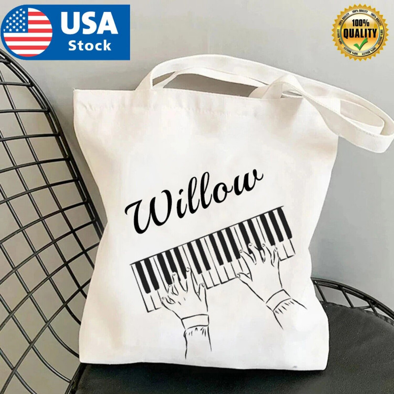 personaliz Canvas Music Tote Bag - Piano Bag for Piano Books Piano Teacher Gifts