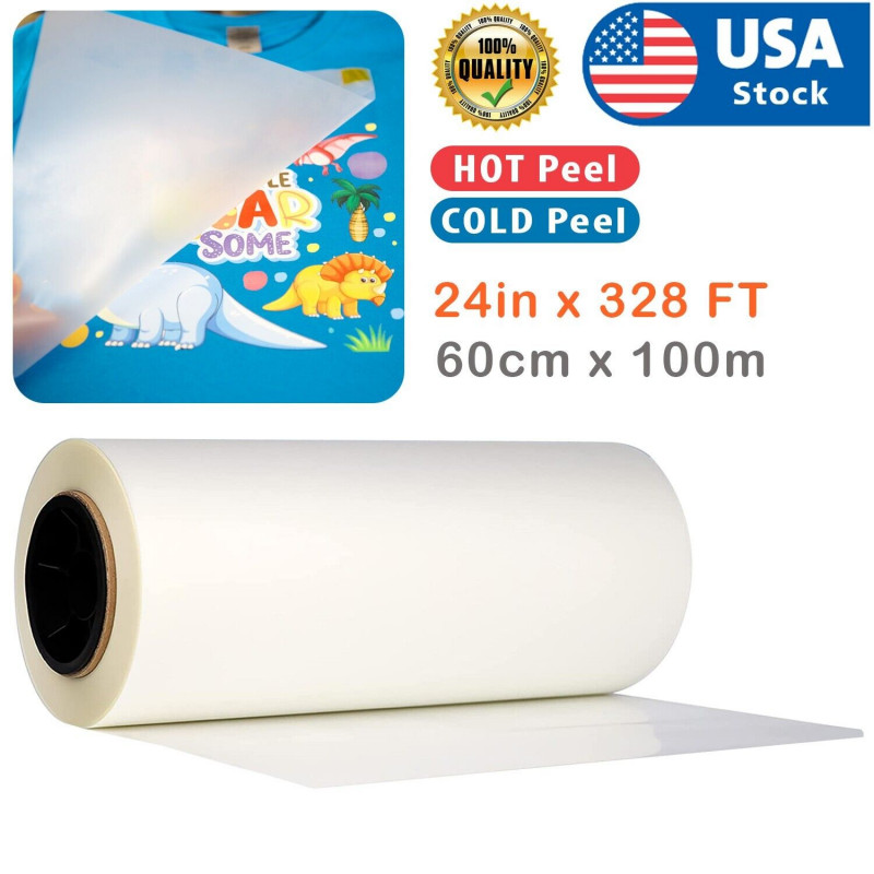 Stock 23.6" x 328ft DTF Transfer Film Premium Roll Single Sided HOT Peel