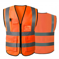 NEW Safety Vest High Visibility Reflective Stripes Orange & Green work vest