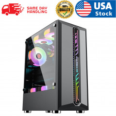 BLACK  USB3.0 Mid-Tower PC Gaming Computer Case - Tempered Glass ATX Mid Tower