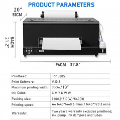 A3 DTF Printer For T-shirt Bags Shoes Hoodies Polyester Jeans w/ Roller Feeder