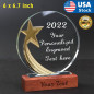 Engraved Trophy - Crystal Disc - Star - Comes in Gift Box - Award for Employees