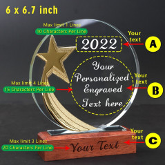 Engraved Trophy - Crystal Disc - Star - Comes in Gift Box - Award for Employees