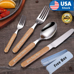 4PACK Personalized Spoon And Fork Set Customized Dinner Set Engraved Cutlery Set