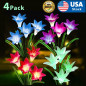 4 PACK Solar Lily Flower Lights Outdoor Garden Stake LED Landscape Decor Lamp US