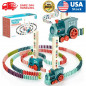 Kids Electric Domino Train Car Sound &Light Automatic Laying Dominoes Brick toy