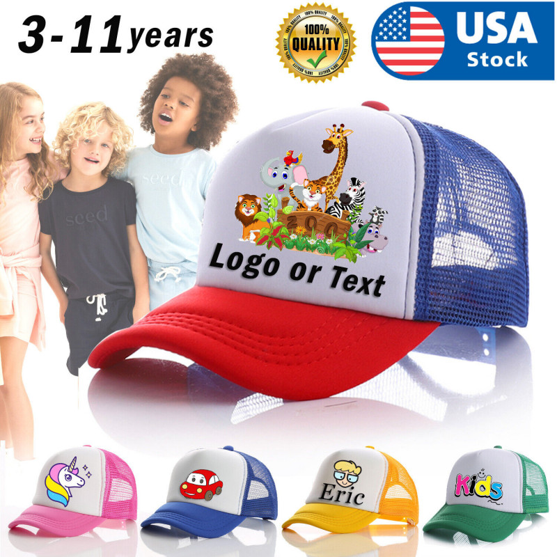 Kids Personalized Custom Name logo photo Mesh Trucker Hat Cap 3-11 years Kids Personalized Custom Name logo photo Mesh Trucker Hat Cap 3-11 years