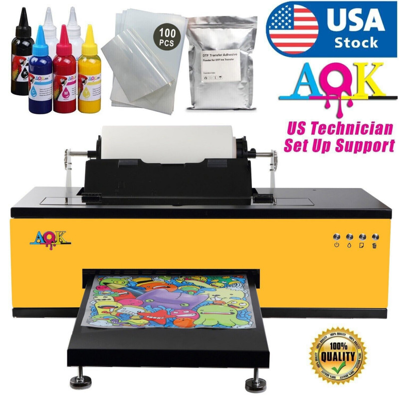 AOK A3+ L1800 DTF Printer Direct to Film Printer w/ Roller Feeder for t-shirt
