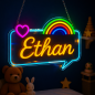 Personalized Name Neon Sign for – Custom LED Acrylic Sign with Rainbow & Heart Design – Gift for Bedroom Decor, Birthday