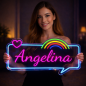 Personalized Name Neon Sign for – Custom LED Acrylic Sign with Rainbow & Heart Design – Gift for Bedroom Decor, Birthday