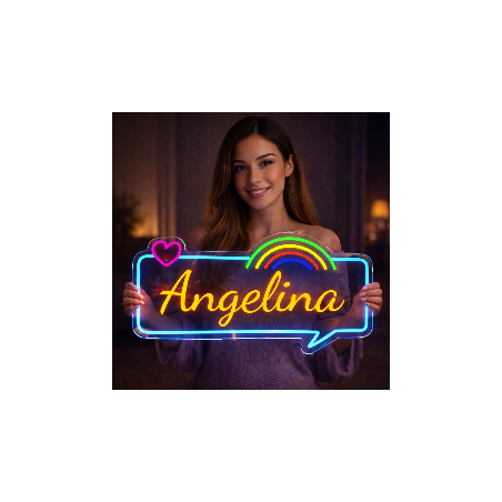 Personalized Name Neon Sign for – Custom LED Acrylic Sign with Rainbow & Heart Design – Gift for Bedroom Decor, Birthday