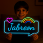 Personalized Name Neon Sign for – Custom LED Acrylic Sign with Rainbow & Heart Design – Gift for Bedroom Decor, Birthday