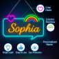 Personalized Name Neon Sign for – Custom LED Acrylic Sign with Rainbow & Heart Design – Gift for Bedroom Decor, Birthday