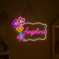 Personalized Name Neon Sign for – Custom LED Acrylic Sign with bunch of flowers – Gift for Bedroom Decor, Birthday