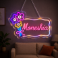 Personalized Name Neon Sign for – Custom LED Acrylic Sign with bunch of flowers – Gift for Bedroom Decor, Birthday