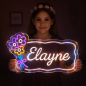 Personalized Name Neon Sign for – Custom LED Acrylic Sign with bunch of flowers – Gift for Bedroom Decor, Birthday