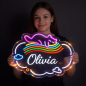 Personalized Name Neon Sign for – Custom LED Acrylic Sign with Rainbow & Heart Design – Gift for Bedroom Decor, Birthday