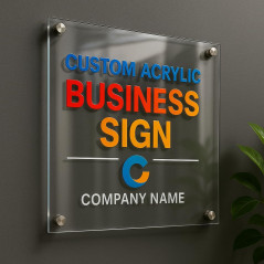 Custom Acrylic Sign with Standoff Mounts Personalized Clear Acrylic Wall Plaque, Business Logo Sign