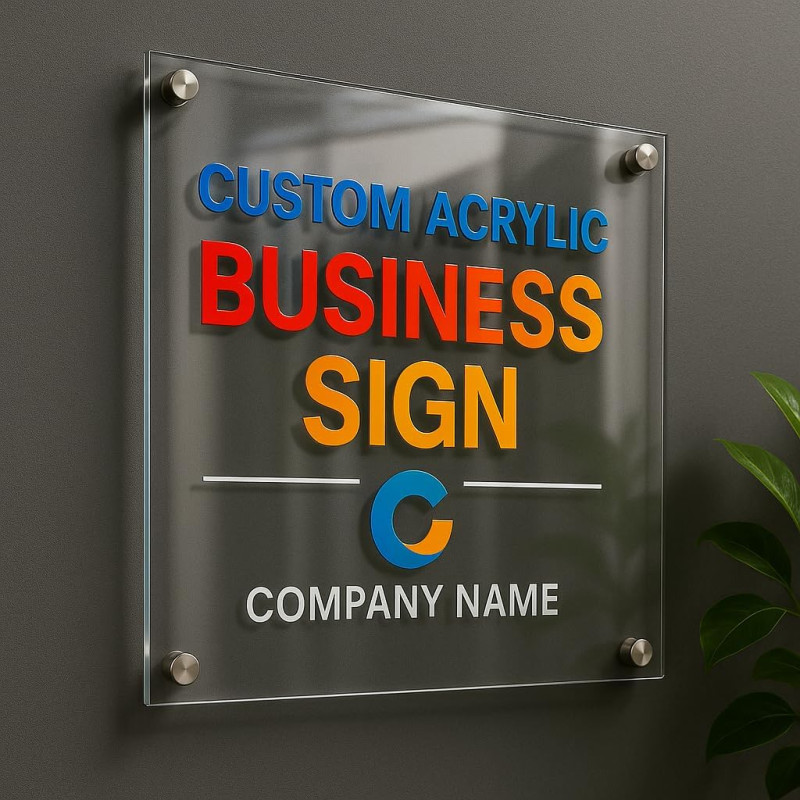 Custom Acrylic Sign with Standoff Mounts Personalized Clear Acrylic Wall Plaque, Business Logo Sign