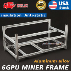 6GPU Mining Rig Frame Only Equipment Aluminum Stackable For Bitcoin Ethereum