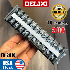 DELIXI  Strip10 Position 660V 20A Dual Row Screw Wire Barrier Terminal Panel