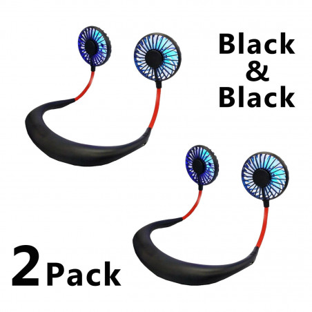 2PACK Portable Rechargeable Neckband Neck Hanging Fan Hand Free Personal LED Fan