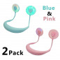 2PACK Portable Rechargeable Neckband Neck Hanging Fan Hand Free Personal LED Fan