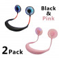 2PACK Portable Rechargeable Neckband Neck Hanging Fan Hand Free Personal LED Fan