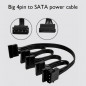 4 Pin 1 to 5 SATA 15 Pin Hard Drive Power Supply Splitter Cable 31inch NEW