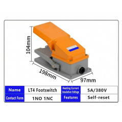 Twidec AC 380V 15A Heavy Duty Foot Switch SPDT NO NC Electric Pedal